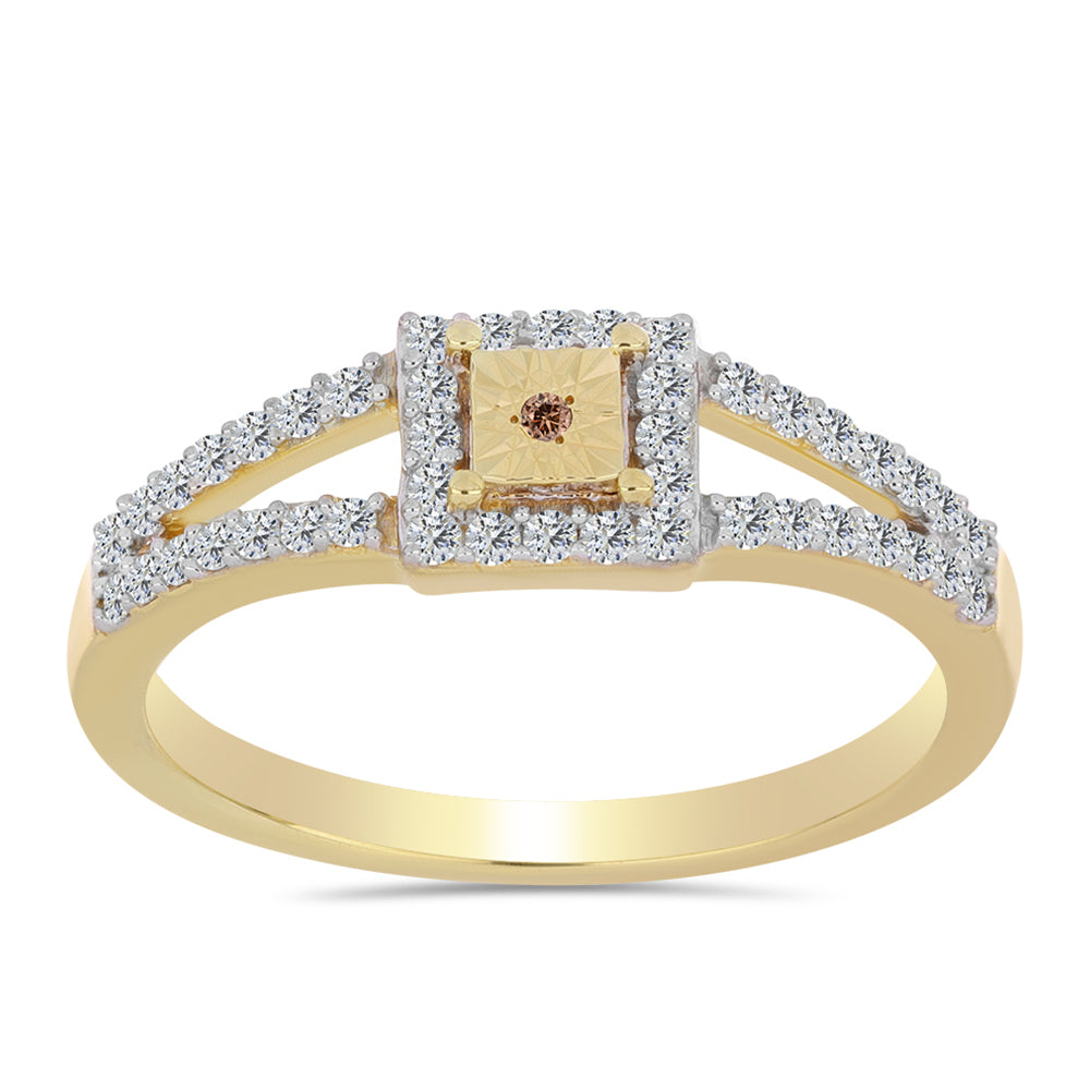 Goldplattierter Silberring mit Cognac-Diamant und weißem Topas 3 