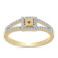 Goldplattierter Silberring mit Cognac-Diamant und weißem Topas