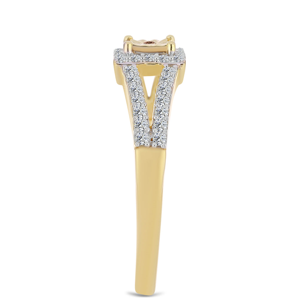 Goldplattierter Silberring mit Cognac-Diamant und weißem Topas 4 