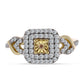 Goldplattierter Silberring mit Cognac-Diamant und weißem Topas