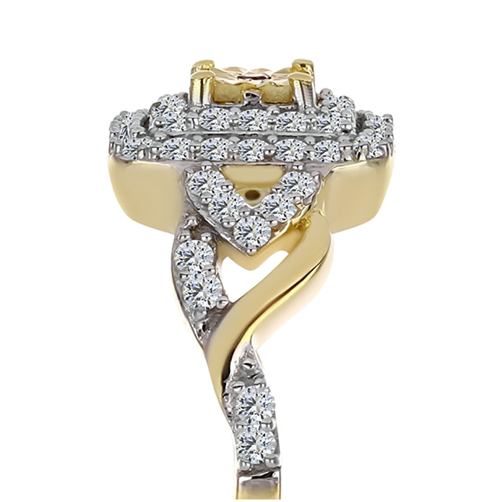 Goldplattierter Silberring mit Cognac-Diamant und weißem Topas 4 