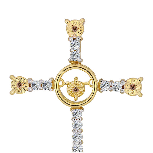 Goldplattierter Silberanhänger mit Cognac-Diamant und weißem Topas