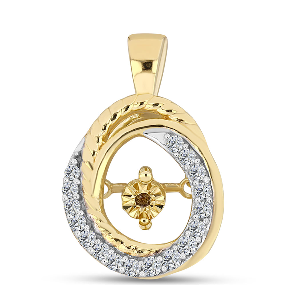 Goldplattierter Silberanhänger mit Cognac-Diamant und weißem Topas