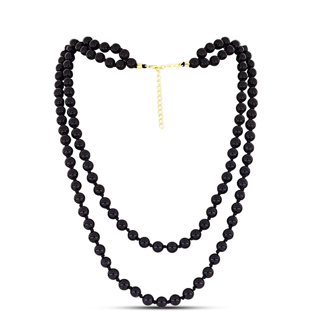 Goldplattierte Silberhalskette mit schwarzem Onyx 1 