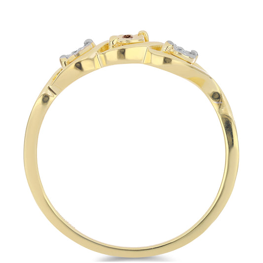 Goldplattierter Silberring mit Cognac-Diamant und weißem Topas