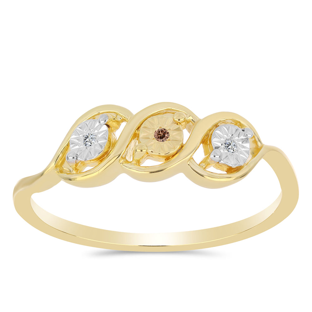 Goldplattierter Silberring mit Cognac-Diamant und weißem Topas 3 