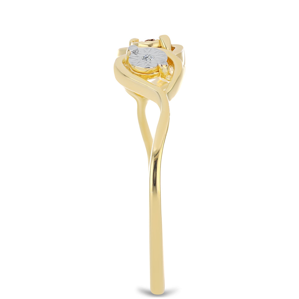 Goldplattierter Silberring mit Cognac-Diamant und weißem Topas 4 