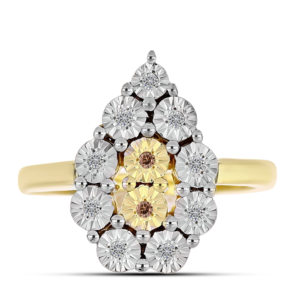 Goldplattierter Silberring mit Cognac-Diamant und weißem Topas