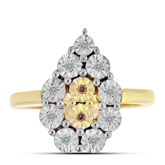Goldplattierter Silberring mit Cognac-Diamant und weißem Topas