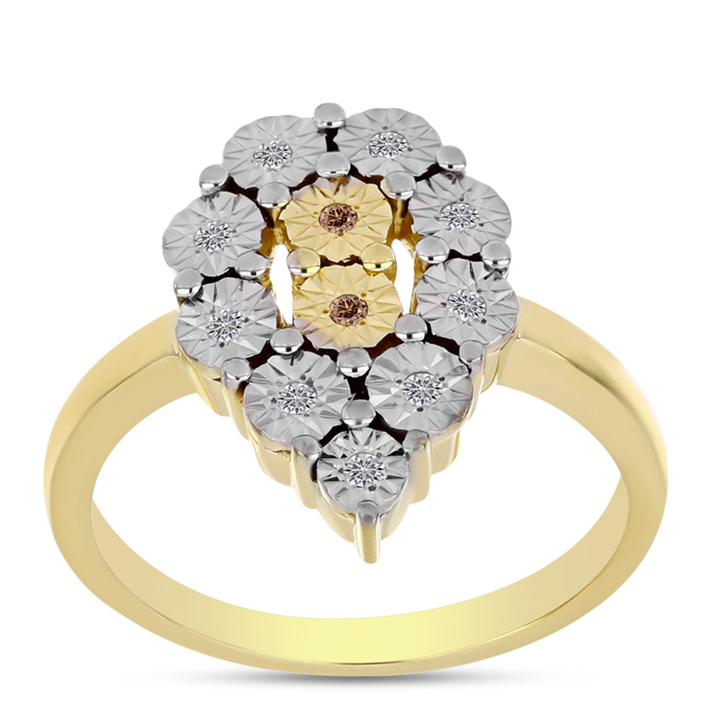 Goldplattierter Silberring mit Cognac-Diamant und weißem Topas 3 