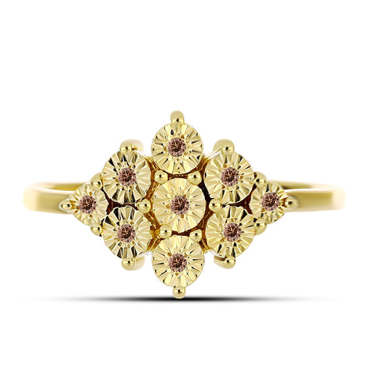 Goldplattierter Silberring mit Cognac-Diamant
