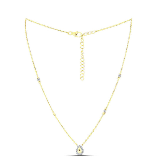 Goldplattierte Silberhalskette mit Cognac-Diamant und weißem Topas