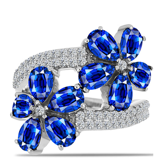 Silberring mit australischem blauem Saphir und weißem Topas