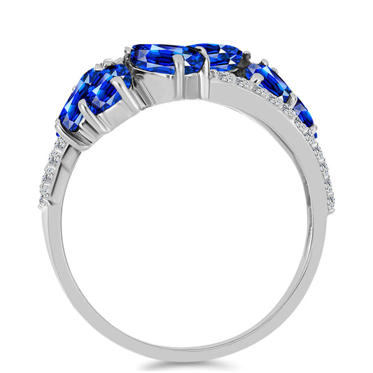 Silberring mit australischem blauem Saphir und weißem Topas