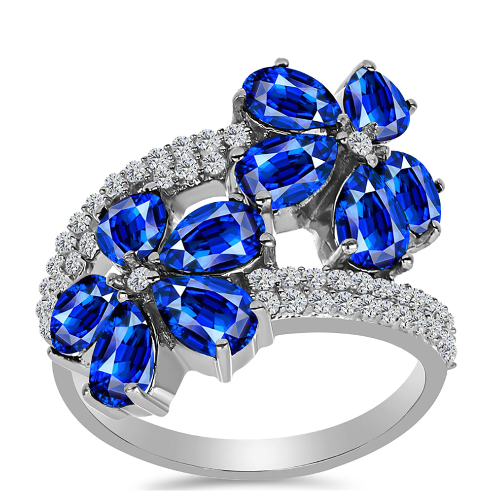 Silberring mit australischem blauem Saphir und weißem Topas 3 