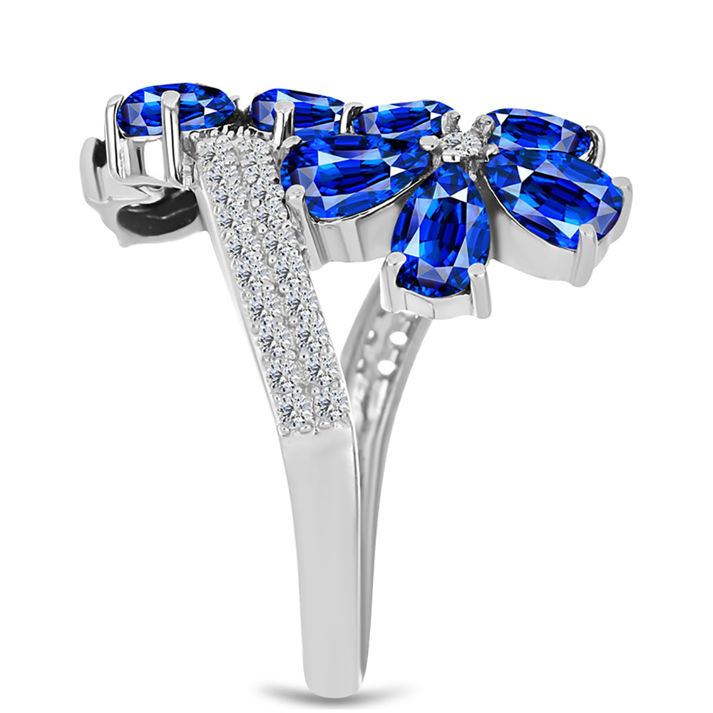 Silberring mit australischem blauem Saphir und weißem Topas 4 