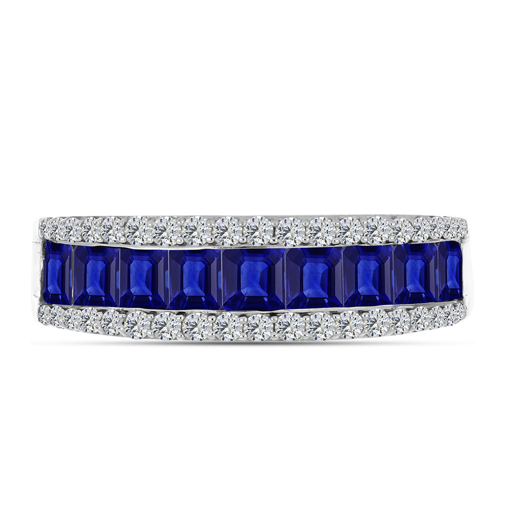 Silberring mit australischem blauem Saphir und weißem Topas 1 