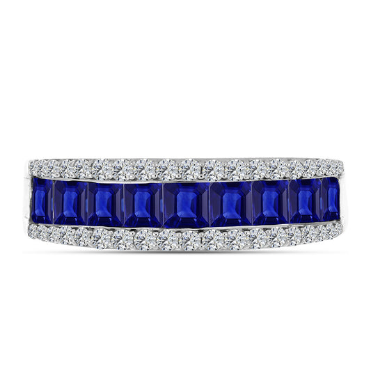 Silberring mit australischem blauem Saphir und weißem Topas