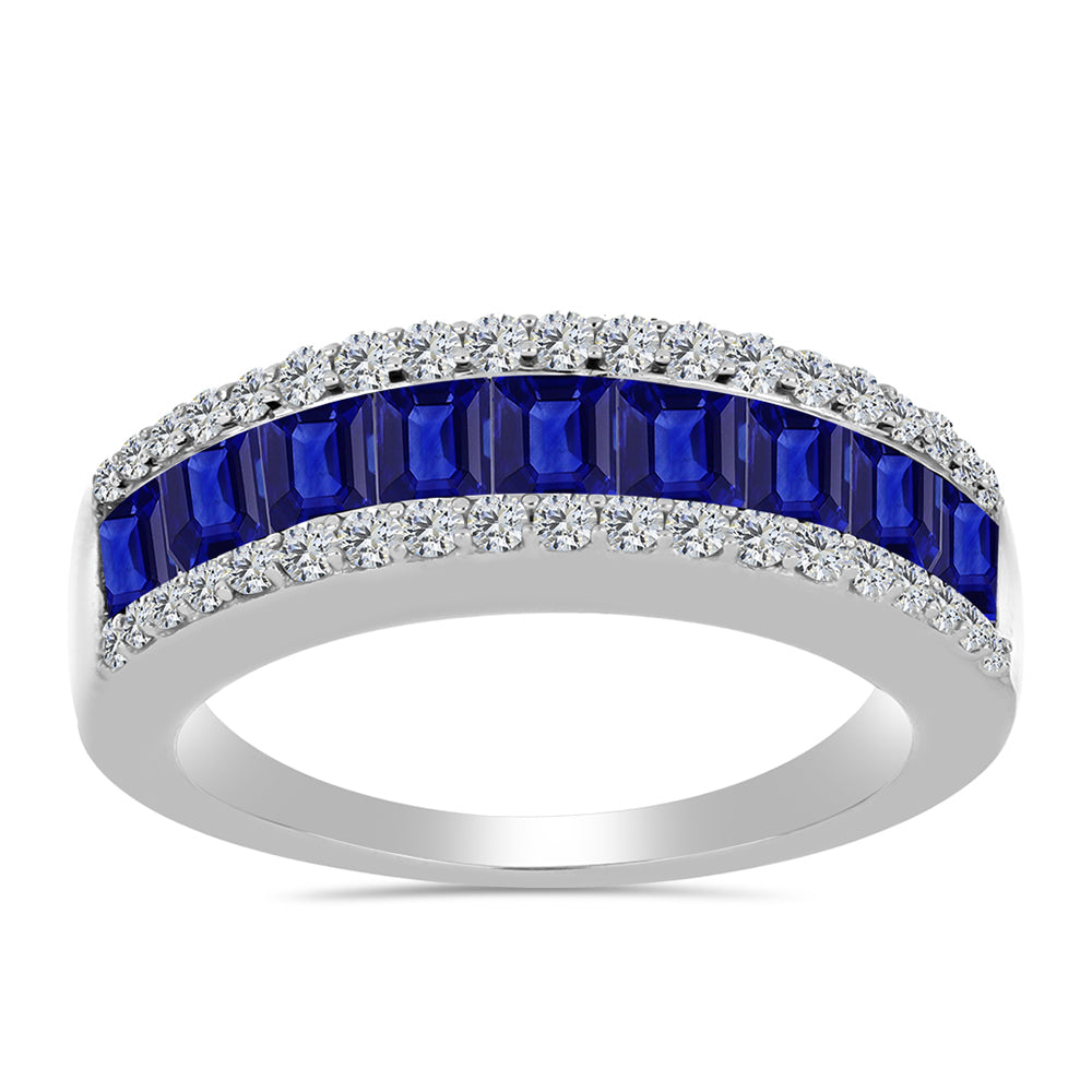 Silberring mit australischem blauem Saphir und weißem Topas 3 