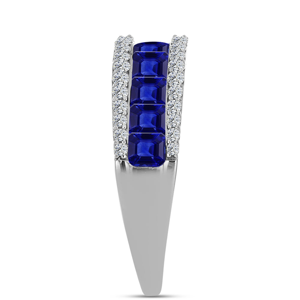 Silberring mit australischem blauem Saphir und weißem Topas 4 