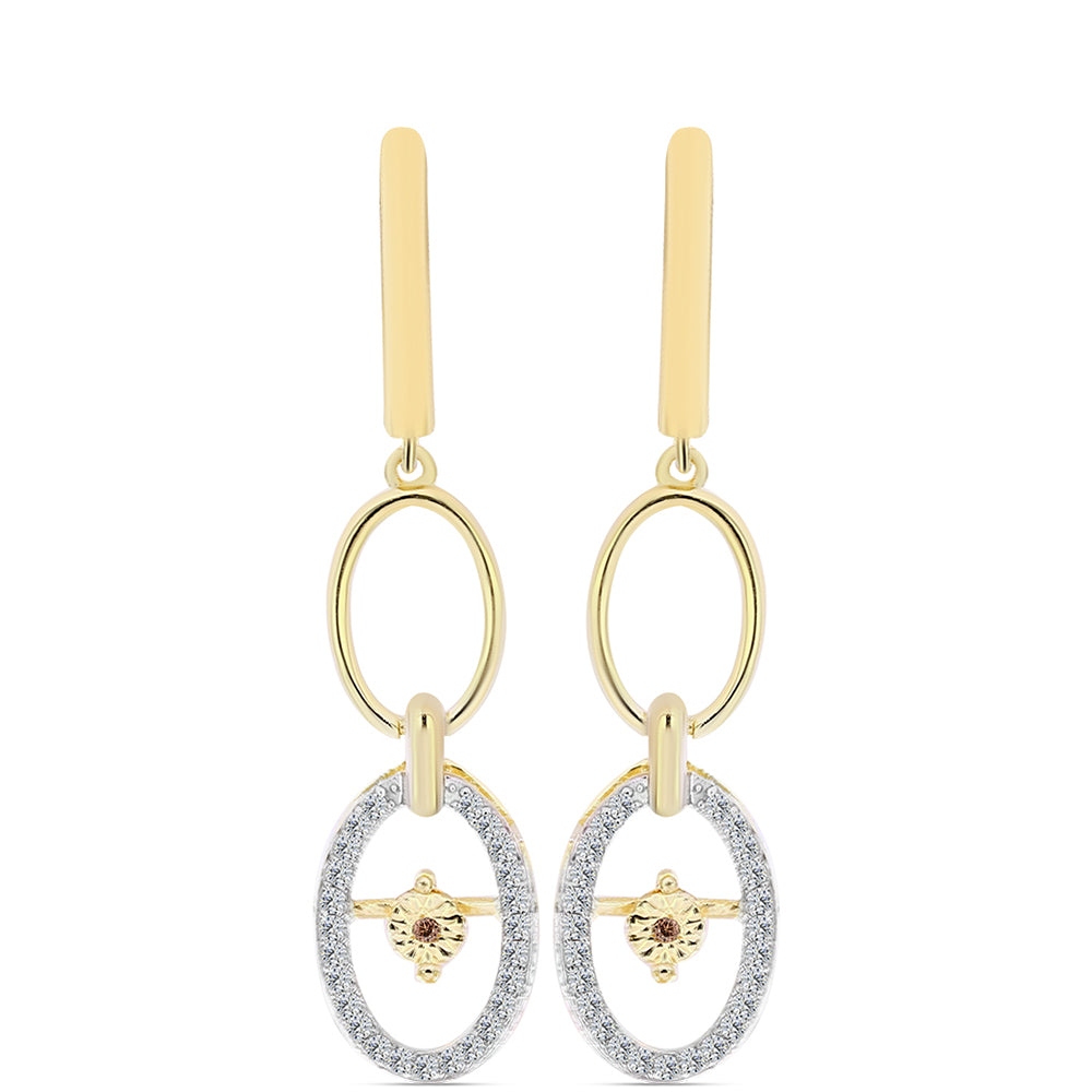 Goldplattierte Silberohrringe mit Cognac-Diamant und weißem Topas