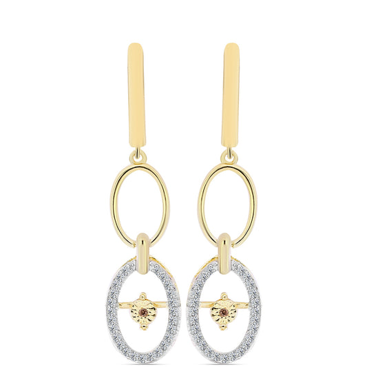 Goldplattierte Silberohrringe mit Cognac-Diamant und weißem Topas