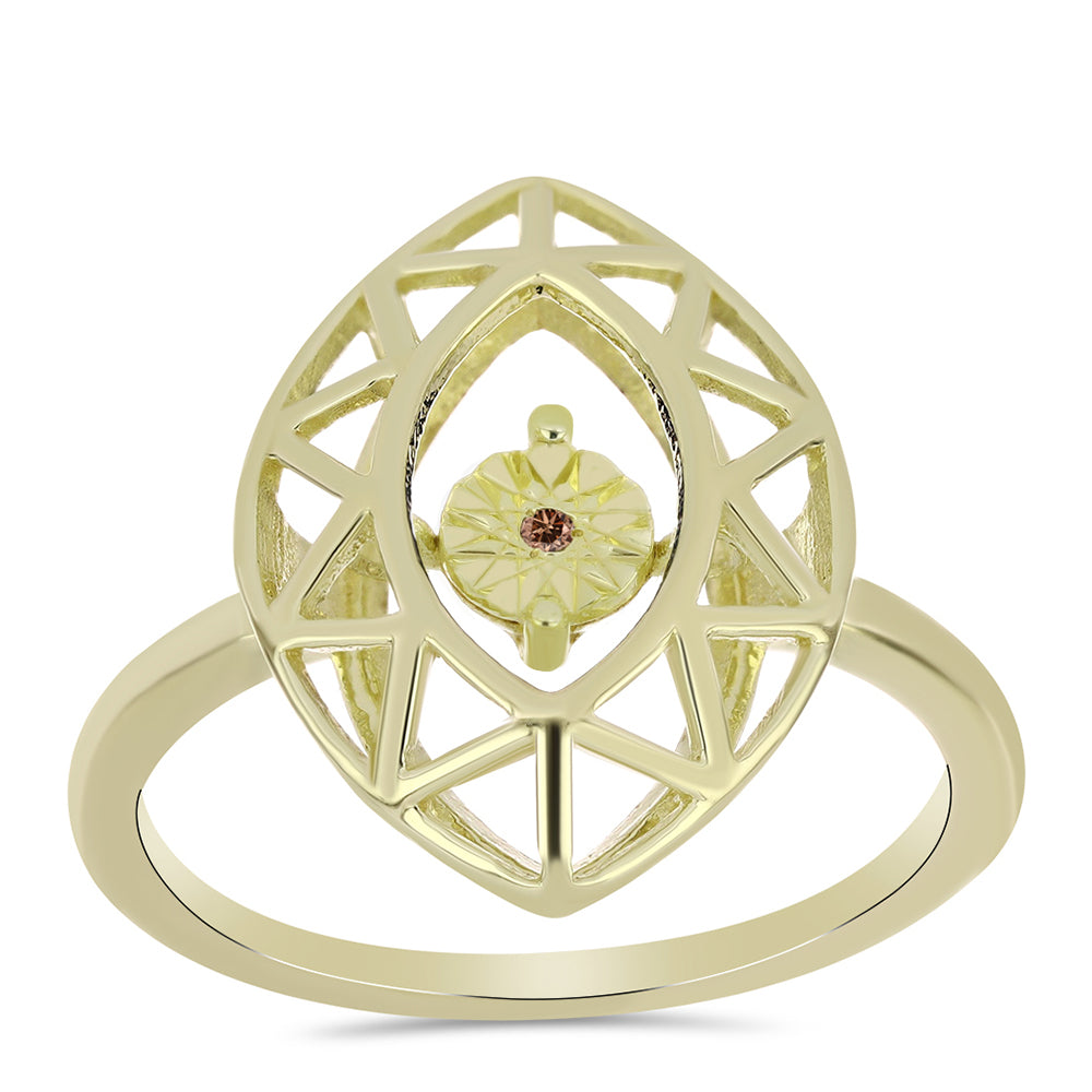 Goldplattierter Silberring mit Cognac-Diamant 3 