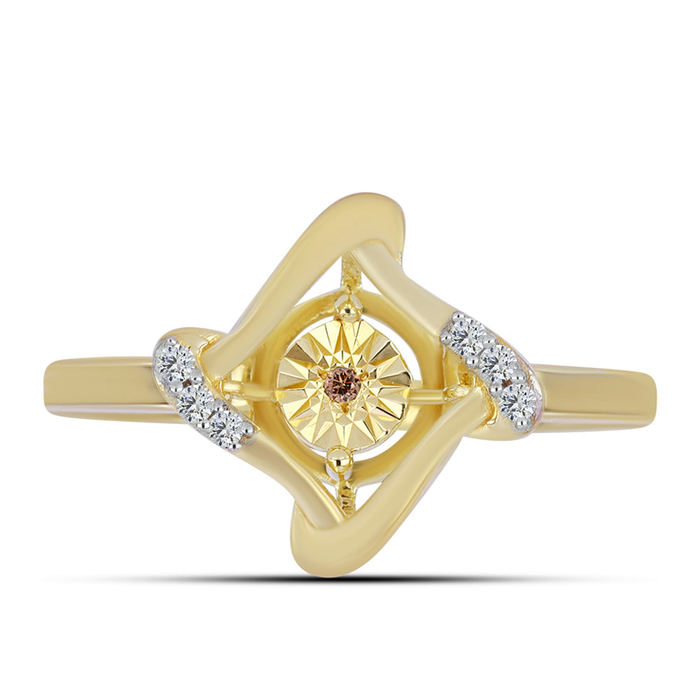 Goldplattierter Silberring mit Cognac-Diamant und weißem Topas