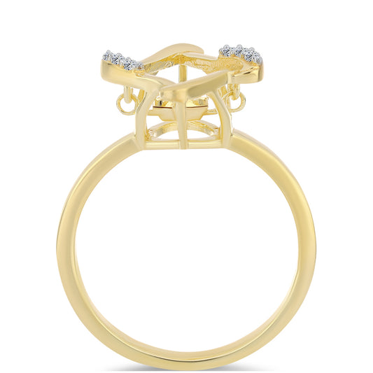 Goldplattierter Silberring mit Cognac-Diamant und weißem Topas