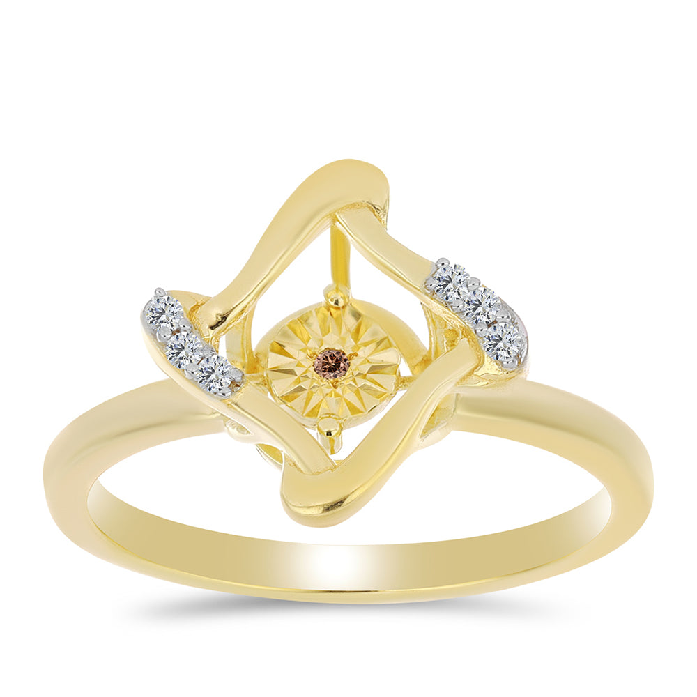 Goldplattierter Silberring mit Cognac-Diamant und weißem Topas 3 