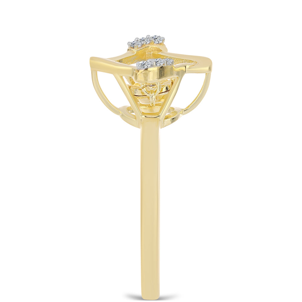 Goldplattierter Silberring mit Cognac-Diamant und weißem Topas 4 