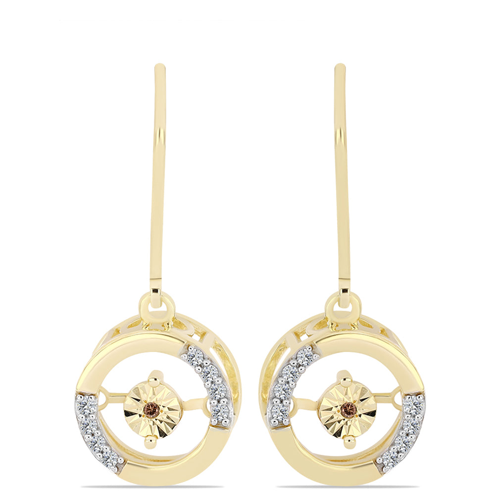 Goldplattierte Silberohrringe mit Cognac-Diamant und weißem Topas