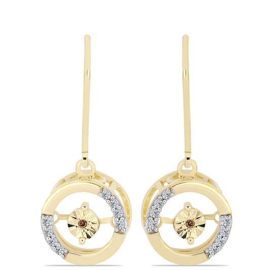 Goldplattierte Silberohrringe mit Cognac-Diamant und weißem Topas