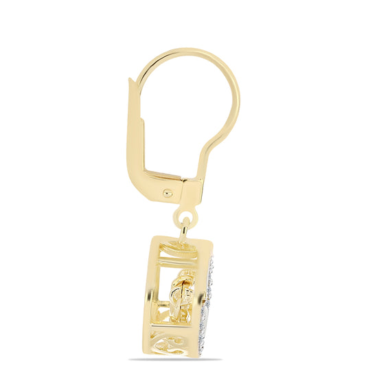 Goldplattierte Silberohrringe mit Cognac-Diamant und weißem Topas