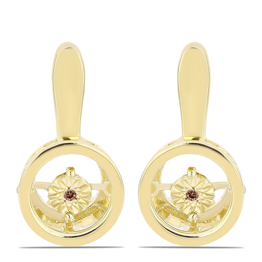 Goldplattierte Silberohrringe mit Cognac-Diamant