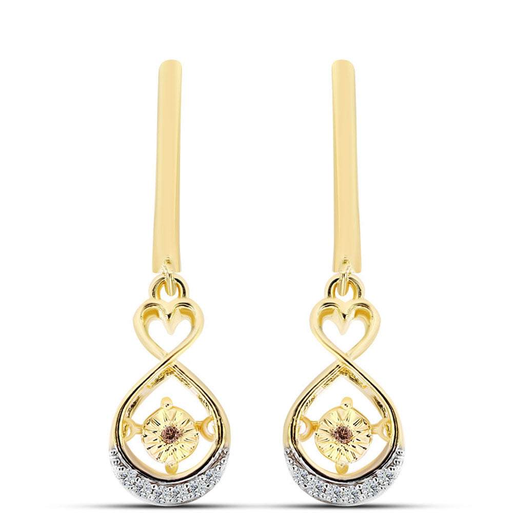 Goldplattierte Silberohrringe mit Cognac-Diamant und weißem Topas