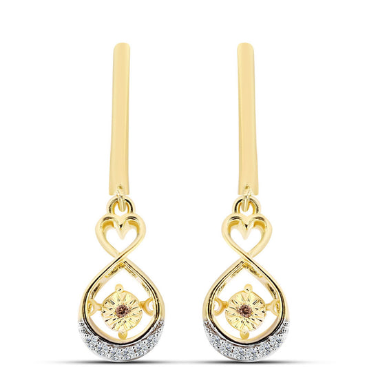 Goldplattierte Silberohrringe mit Cognac-Diamant und weißem Topas
