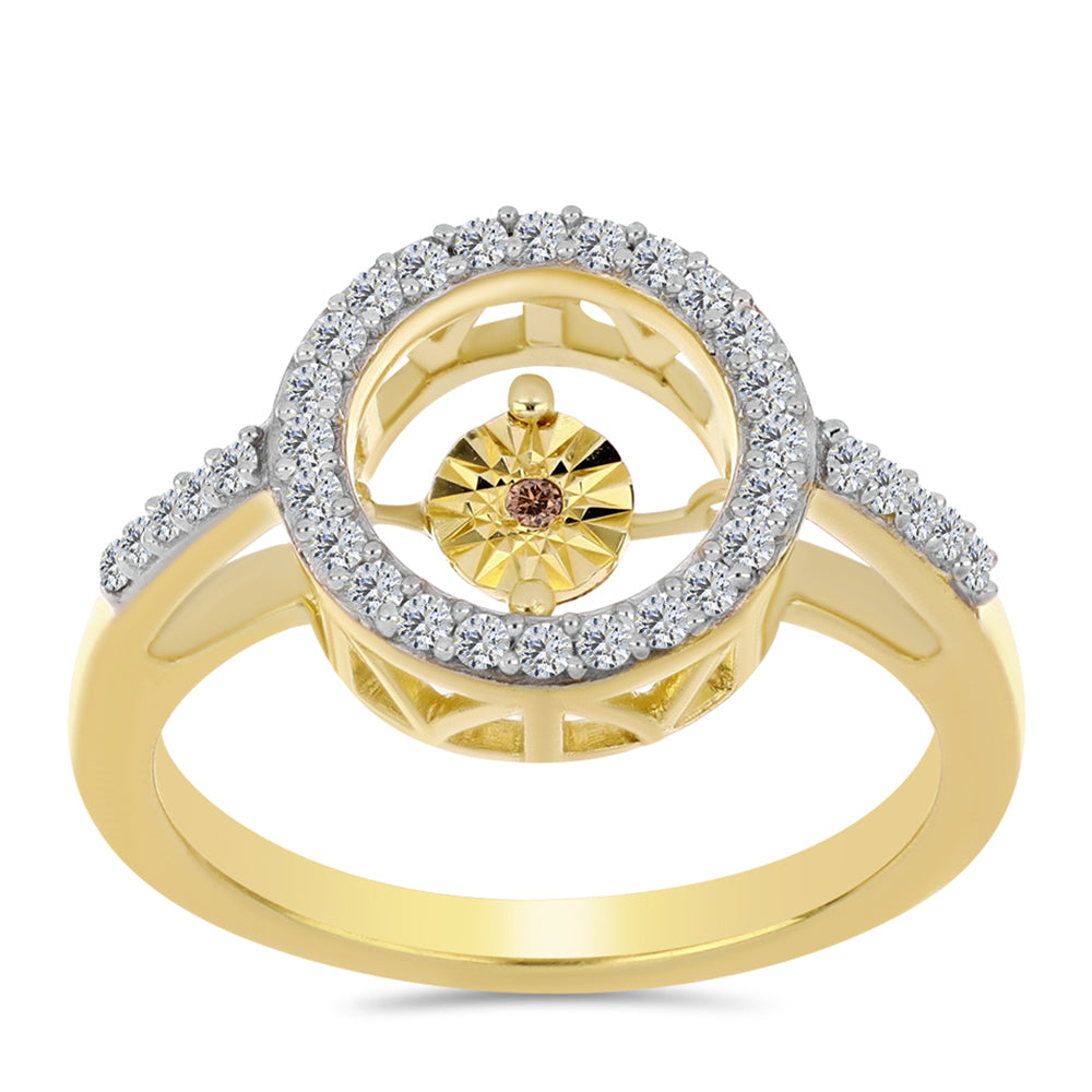 Goldplattierter Silberring mit Cognac-Diamant und weißem Topas 3 