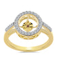 Goldplattierter Silberring mit Cognac-Diamant und weißem Topas