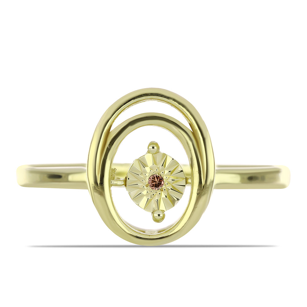 Goldplattierter Silberring mit Cognac-Diamant