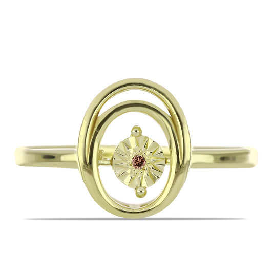 Goldplattierter Silberring mit Cognac-Diamant
