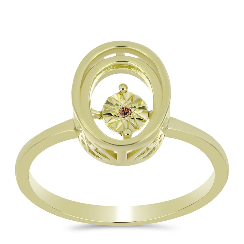 Goldplattierter Silberring mit Cognac-Diamant 3 