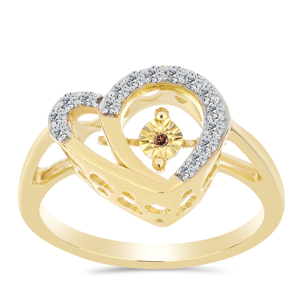 Goldplattierter Silberring mit Cognac-Diamant und weißem Topas 3 