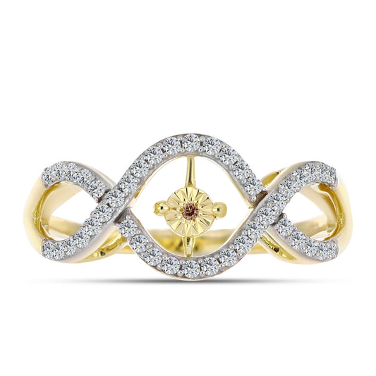 Goldplattierter Silberring mit Cognac-Diamant und weißem Topas