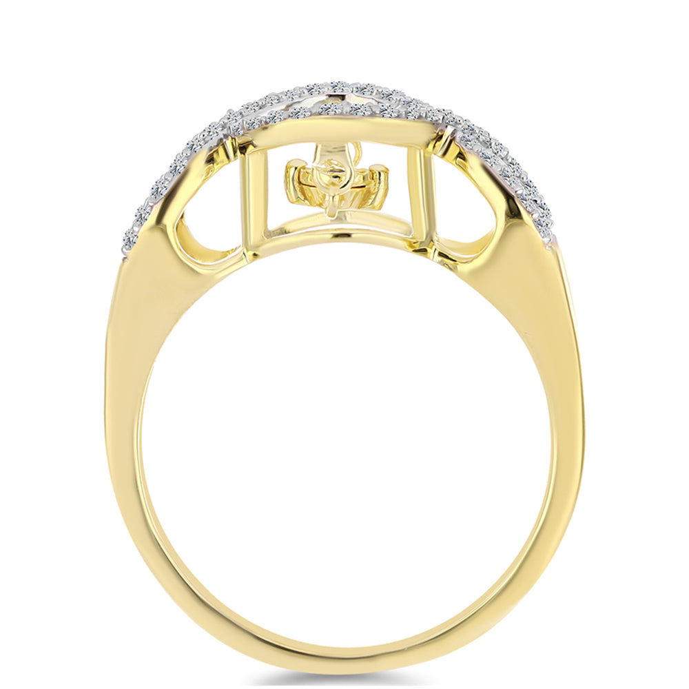 Goldplattierter Silberring mit Cognac-Diamant und weißem Topas 2 