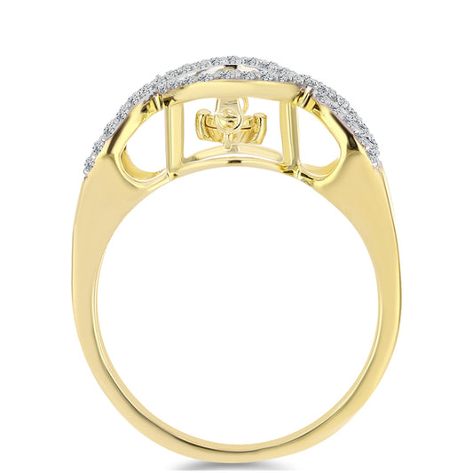 Goldplattierter Silberring mit Cognac-Diamant und weißem Topas