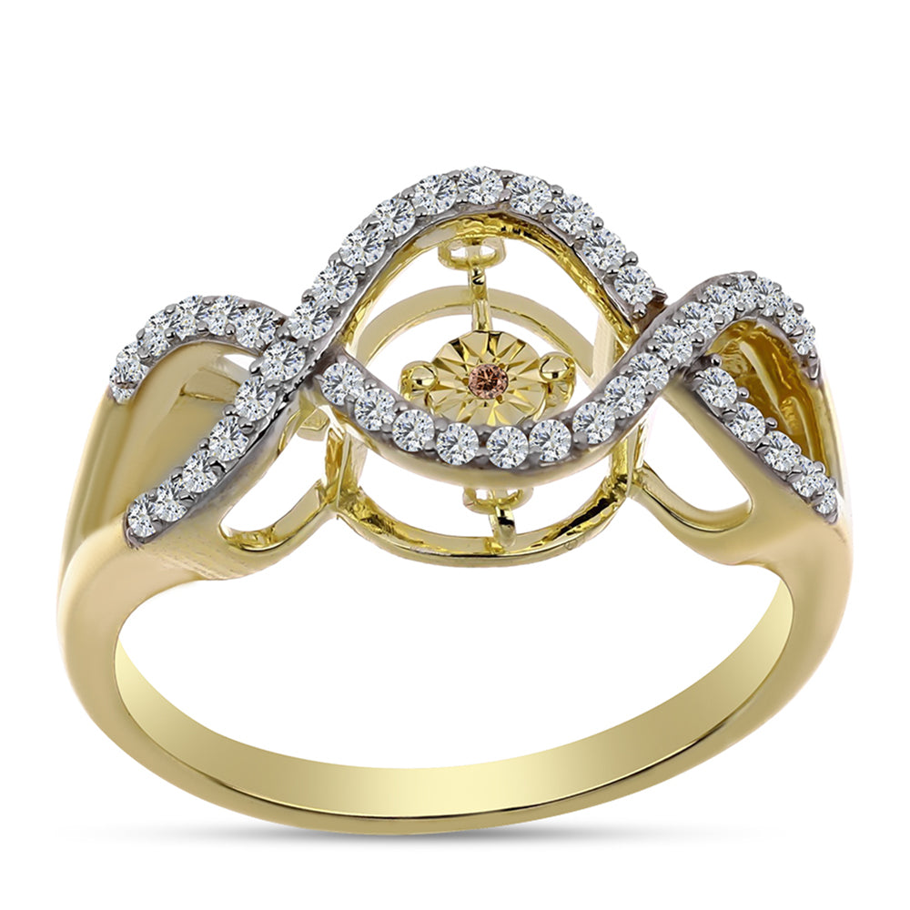 Goldplattierter Silberring mit Cognac-Diamant und weißem Topas 3 