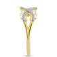 Goldplattierter Silberring mit Cognac-Diamant und weißem Topas