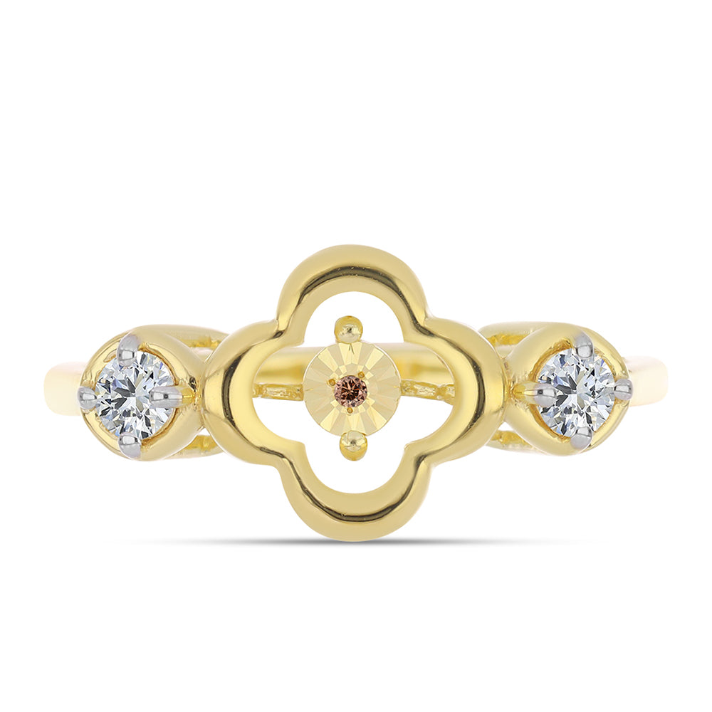 Goldplattierter Silberring mit Cognac-Diamant und weißem Topas 1 