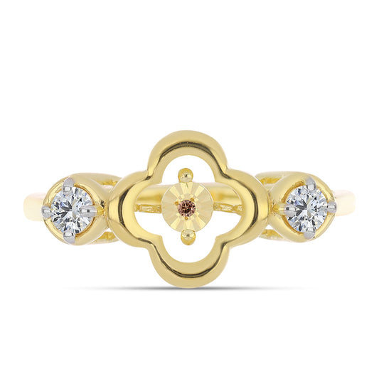 Goldplattierter Silberring mit Cognac-Diamant und weißem Topas